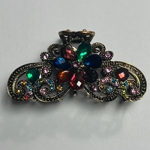 Floral with rhinestone metal hair butterfly style